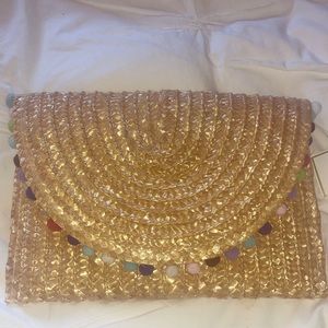 Pom Pom straw clutch